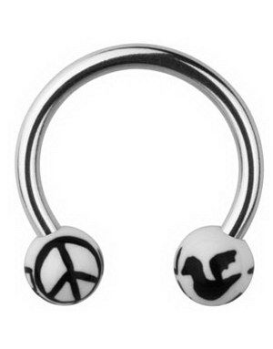 Peace Ögonbrynspiercing - Vit - 1.2 x 10 mm