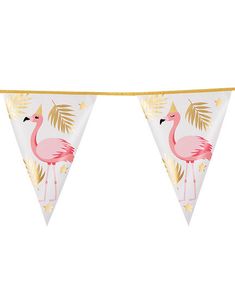 Banner med Vimplar och Folierat Guldmotiv 4 meter - Flamingo Gold