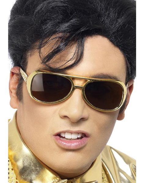 Elvis Presley - Guldfärgade Kostymglasögon