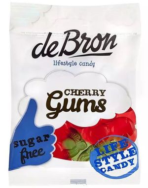 deBron Sugarfree Cherries - Sukkerfritt Kirsebærvingummi 90 g