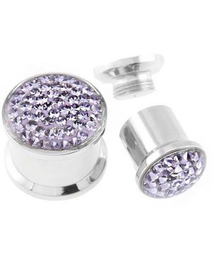 Piercing Plugg Dekorerad med Lila Stenar