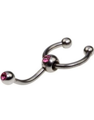 Ögonbrynspiercing med Hästsko och Rosa Stenar - 1.2 x 8 mm
