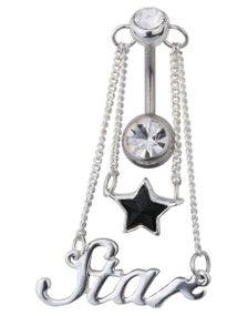 Star Navelpiercing - Svart
