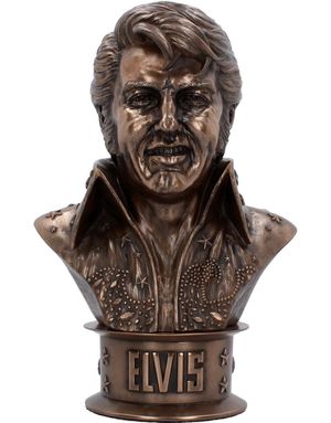 Licensierad Bronsfärgad Elvis Presley Byst 33 cm