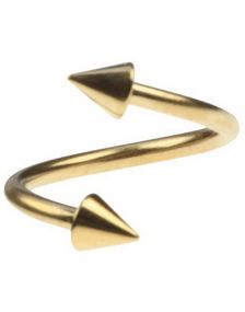 Curve Guldfärgad Ögonbrynspiercing med Spike Kulor - 1.2 x 10 mm