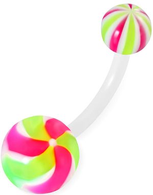 Candy Flower - Navelpiercing i Vitt, Rosa och Grönt