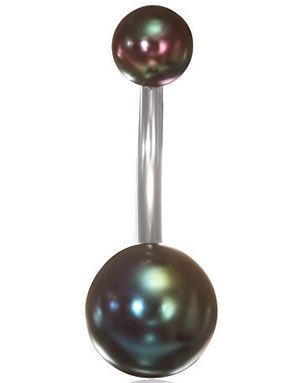 Läcker Navelpiercing med Pärlkulor i Metallic-akryl