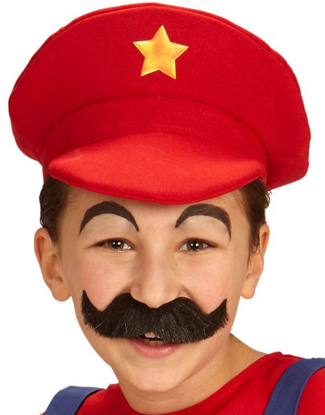 Röd Mario Inspirerad Hatt till Barn med Stjärna