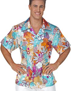Blå Hawaiiskjorta med Blomstermotiv