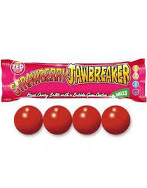 4-pk Zed Jawbreaker med Jordgubbssmak och Kärna av Tuggummi 33 g