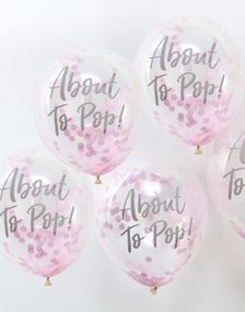 5 stk 30 cm - About to Pop Ballonger med Rosa Konfetti - Oh Baby