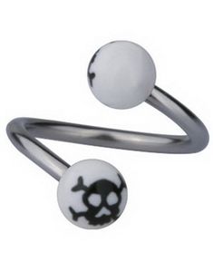 Ögonbrynspiercing med Dödskalle - Vit/Svart - 1.2 x 10 mm
