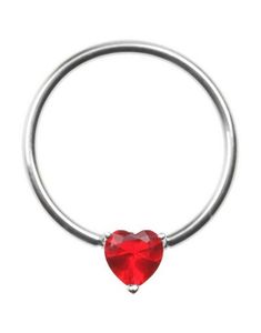 BCR Piercing med Röd Hjärtformad Sten