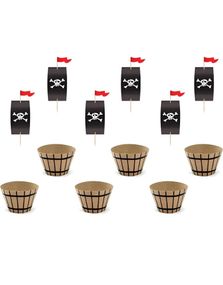 6 stk Pirat Cupcake / Muffinsformer med Dekorasjonspinner