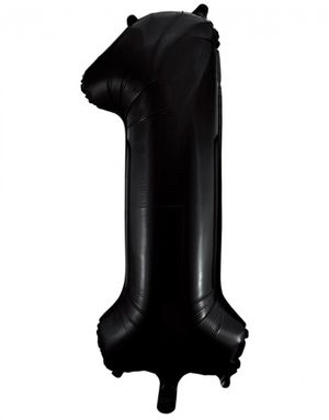 Talet 1 - Svart JUMBO Folieballong 86 cm