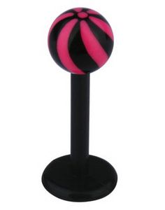 Candy Stripes Labret - Svart/Rosa - Strl 1,2x8x4mm