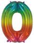 Tallet 0 - STOR Metallisk Regnbuefarget Folieballong - 76 cm