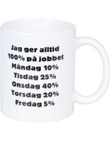 Funny Mug - Jeg Gir Alltid 100 Prosent på Jobben