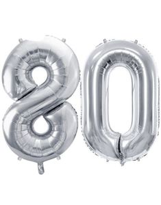 80 års ballonger - 35 cm silver