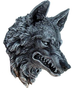 Svart Vargfigur med Väggfäste 30 cm