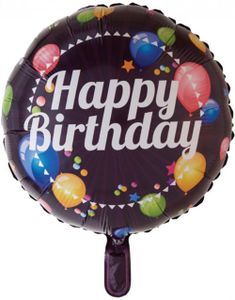 Happy Birthday - Rund Folieballong med Ballongmotiv 46 cm