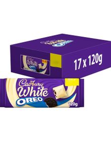 17 St Cadbury White Oreo - Vit Chokladkaka med Oreobitar 120 Gram - Hel Låda