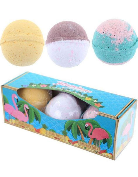 3 pack Flamingo Badebomber med Tropiske Dufter