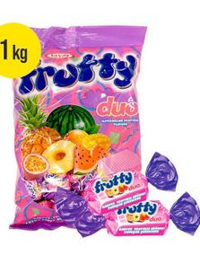 1 kg Frutty Duo Pineapple/Watermelon - Stor Pose Karameller med Vannmelon og Ananassmak