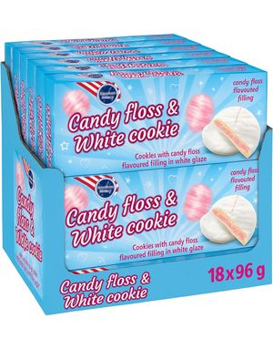 18 st AB Candyfloss & White Cookie - Glasyr och Sockervaddskex - Hel Låda 1,73 kg (USA Import)