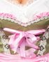 Grön Dirndl Oktoberfestklänning i Lyxkvalitet med Utformade Blommor på Förklädet