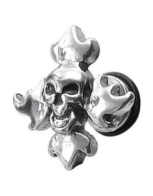 Flaming Skull Cross - Fejkpiercing