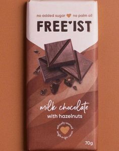 Sukkerfri Melkesjokolade med Hasselnøtter 75 gram - Free’ist