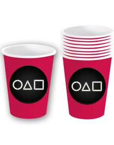 6 stk. Mørk Rosa Squid Game Pappkrus 200 ml