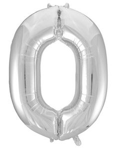 Talet 0 - Silverfärgad JUMBO Folieballong 86 cm