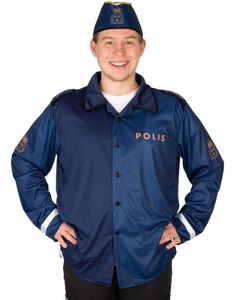 Politi Kostymeskjorte og Hatt til Herre - Onesize