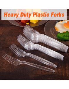 50 stk Gjennomsiktige Heavy Duty Gjenbrukbare Plastgafler