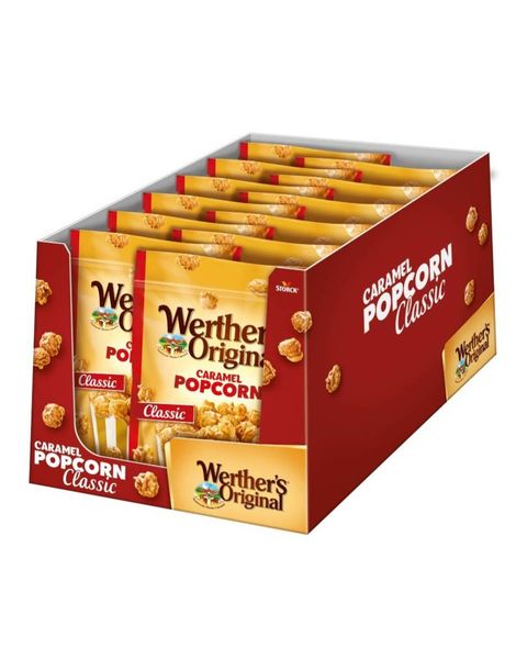 12 stk Werthers Original Caramel Popcorn - Popcorn med Karamell - Hel Eske 1,68 kg