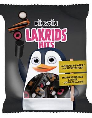 Pingvin Lakrids Hits - Blandede Lakrisstenger 130 gram