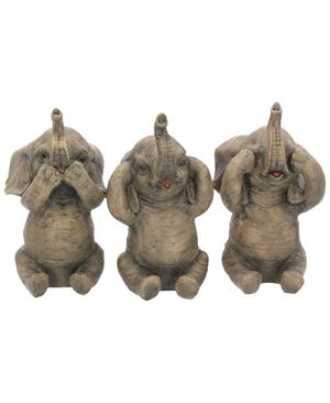 Hear No Evil, See No Evil - 3 stk Elefantfigurer 16 cm
