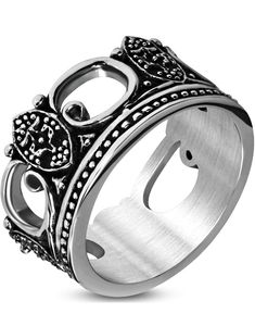 Royal King Crown - Silverfärgad Stålring