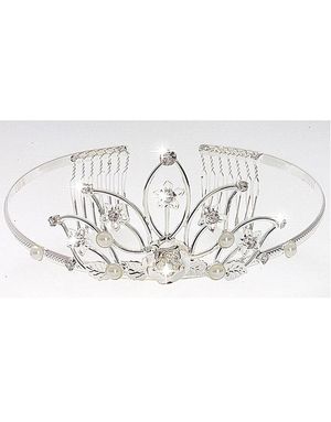 Blossom Tiara m/Gnistrande Stenar & Pärlor - Silvrig