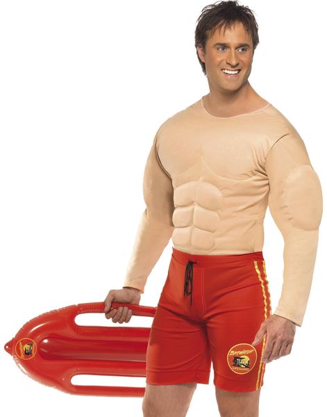 Licensierad Baywatch Livvakt Dräkt med Muskler