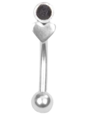 Ögonbrynspiercing med Hjärta och Svart Sten - 1.2 x 8 mm