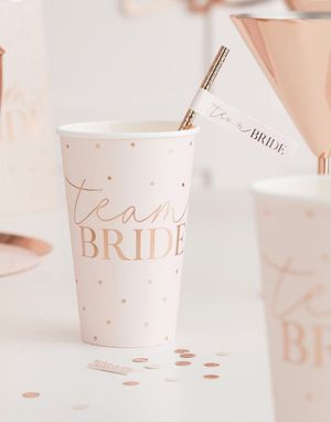 8 STORE Gullfolierte Rosa Team Bride Papirkopper - Blush Hen