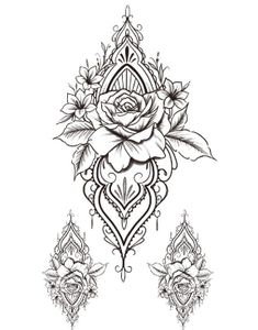 Flowered Mandala - 3 stk Tatoveringer (Fake Tattoo)