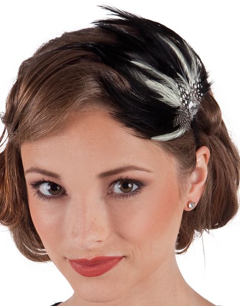 Gatsby Glamour - Svart Diadem med Fjäder