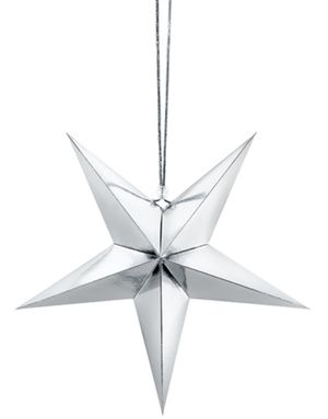 Silverfärgad Pappersstjärna 30 cm