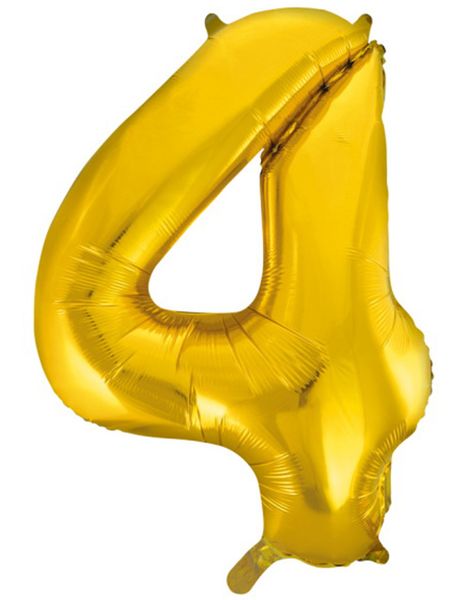 Talet 4 - Guldfärgad JUMBO Folieballong 86 cm