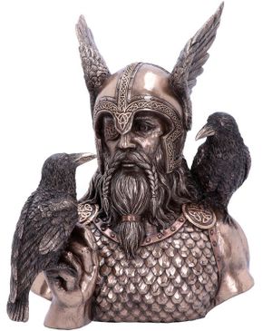 Odins Messengers - Odinfigur med Kråkor 23 cm