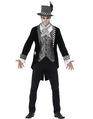 Dark Mad Hatter Inspirerad Kostym med Hatt till Man